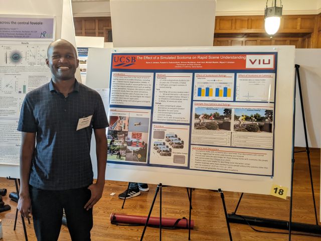 Byron Johnson presenting a poster at the Active Vision workshop in Rochester